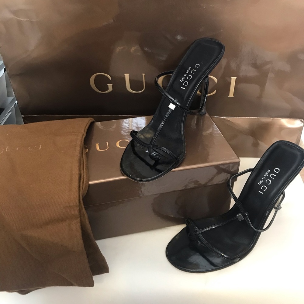 💯% Authentic Gucci Black Open Toe Heels